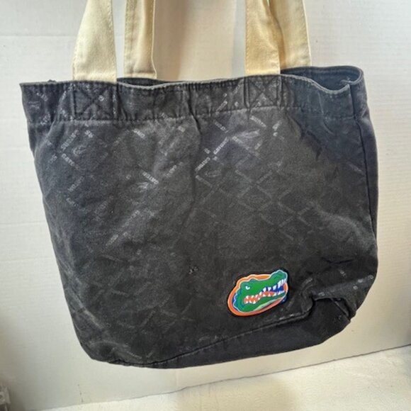 University of Florida Gators Black Canvas Gator Print Collegiate Tote - Picture 3 of 15